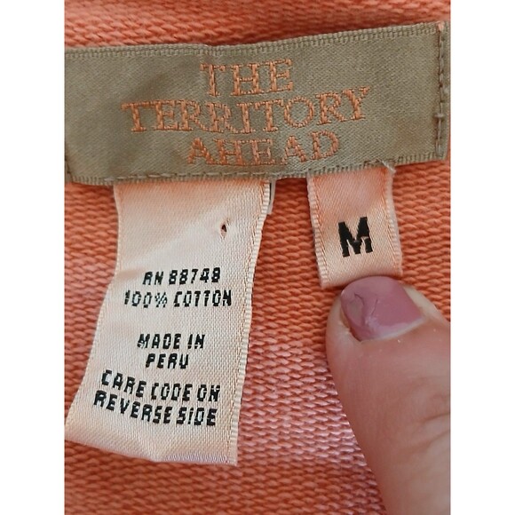 THE TERRITORY AHEAD Womens Dress‎ M  100% Cotton Orange Short Sleeve V-Neck Midi - Picture 16 of 16